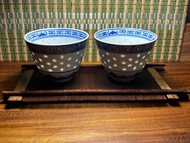 中國老米通青花茶杯一对