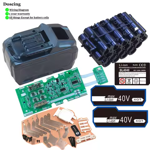 Doscing 20*18650 Rechargeable Battery Case Parts PCB For MAKITA 40V Battery Max XGT BL4040 BL4025 BL
