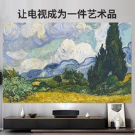 [Large Size]New Style tapestry TV Dust Cover Elastic Hanging TV Cover Cloth remote control Computer cover32 37inch 43inch 47inch 50inch 55inch 60inch 65inch 70inch 75inch smart tv Scenic picture12203