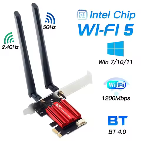 WiFi 5 PCI-E Wireless Adapter AC1200 Network Card Dual Band 2.4G/5GHz 802.11AC For Bluetooth 4.0 Des