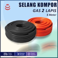 TERLARIS SELANG GAS 5 METER 2 LAPIS KOMPOR LPG TEBAL STANDAR SNI ANTI BOCOR DAN ANTI GIGITAN TIKUS