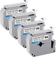 Compatible Label Tape Replacement for Brother P Touch M Tape M131 MK131 MK-131 M-K131 Black on Clear