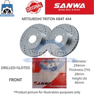 MITSUBISHI TRITON KB4T 4X4 (FRONT) BRAKE DISC ROTOR DRILLED+SLOTE-BRAND 100% ORIGINAL SANWA