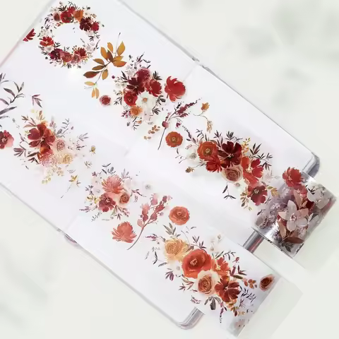 Tape Brand Sticker Washi Masking Original Copper 6cm*5m Canada PET Birthday Wide Flower Material Tap