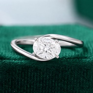 1CT S925 Lab Grown Diamond Ring Gold Elegant Engagement Jewelry