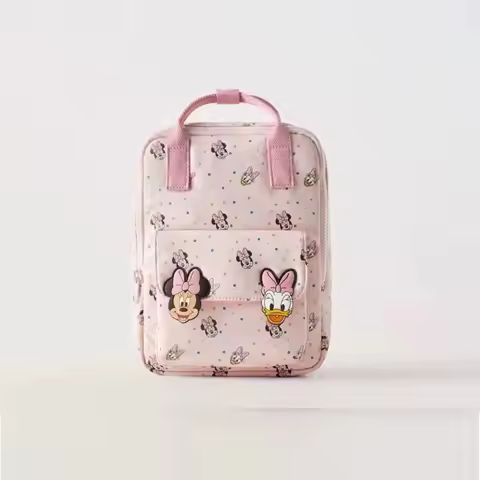 Girls Cartoon Schoolbags Pink Minnie Two Shouler Bags 3 4 5 6Years Old Child Cute All-match Bags Lig