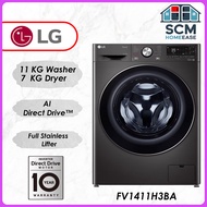 LG 11/7kg Front Load Washer Dryer FV1411H3BA 2 In 1 Washing Machine