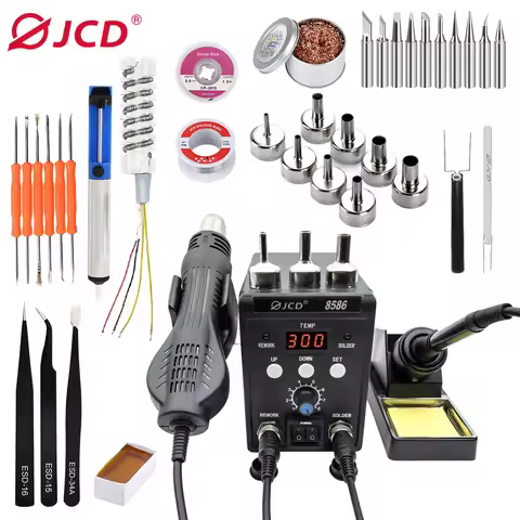 JCD 2-in-1 BGA Rework Solder 8586 Soldering Station Hot Heat Air Gun SMD SMT 220V 110V Welding Repai