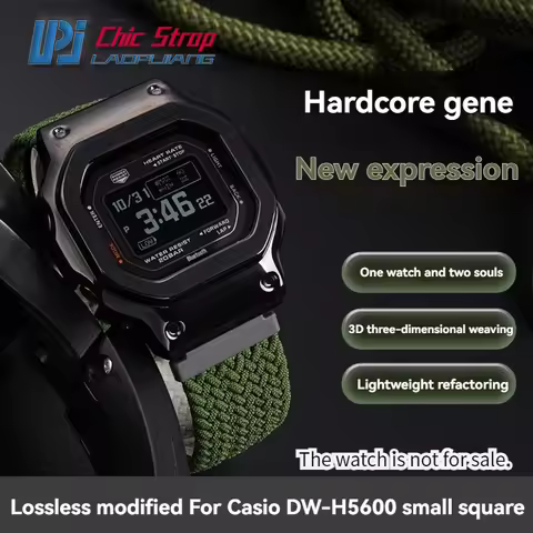 Modified DW-H 5600 Watch Nylon Strap Metal Case For Casio Small Square DW-H5600 Knitted Nylon Sports