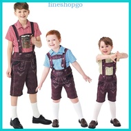 Fine Oktoberfest Beer Festival 3pcs Childrens Costume Set Checkered Suspenders Pants