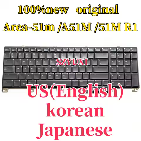100%NEW original US KOR JP Gray For DELL Alienware Area-51m A51M 51M R1 laptop keyboard RGB backligh