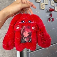 宋雨琦同款红兔子毛绒卡套 韩国校园饭卡展示挂件 | Song Yuqi Red Rabbit Plush Card Holder Korean Campus ID Card Display Penda