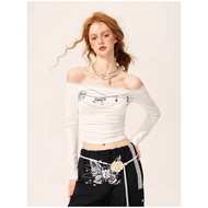 White Hot Girl Lace One-Line Diagonal Off-the-Shoulder Inner Bottoming Slim-