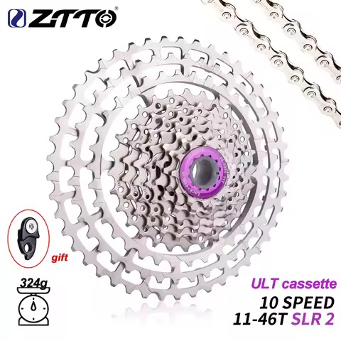 ZTTO MTB Ultralight 10 Speed 11-46T SLR Cassette Mountain Bike 10S 46T Freewheel CNC10V K7 For MTB X
