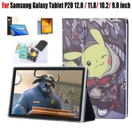 For Samsung Galaxy Tablet P20 12.0 11.8 10.2 9.0 inch High Quality PU Leather Stand Flip Cover Tablet P20 11.8 10.2 9.0 Fashion Cartoon Pattern Drop Resistant Case
