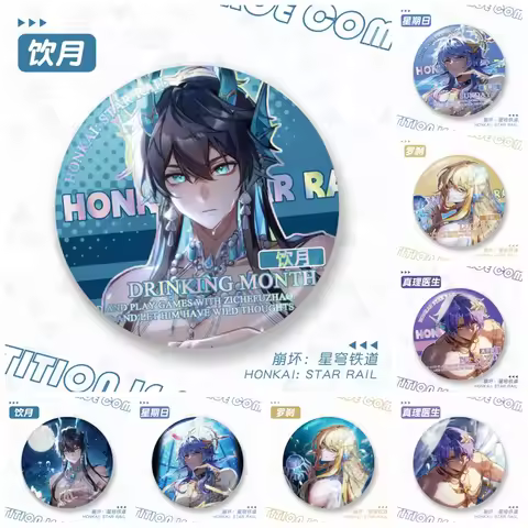 58mm Game Honkai：Star Rail Sunday Dan Heng·Imbibitor Lunae Luocha Dr. Ratio Cosplay COSTUME Badge Pi
