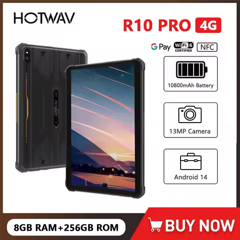 HOTWAV R10 Pro 4G Rugged Tablet 10800mAh Massive Battery 4G Global 10.1'' HD+ Display Pad Android 14