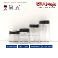 Plastic Balang (200ml, 250ml, 400ml, 500ml)+airtight Stopper - Balang Petak, Used Spices, Balang Kuih, Cookies Jar