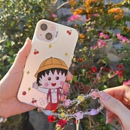 Chibi Maruko-chan Cartoon Bracelet Cute Phone Case Black Softcase Stylish & Unique Casing Oppo-A8-A1