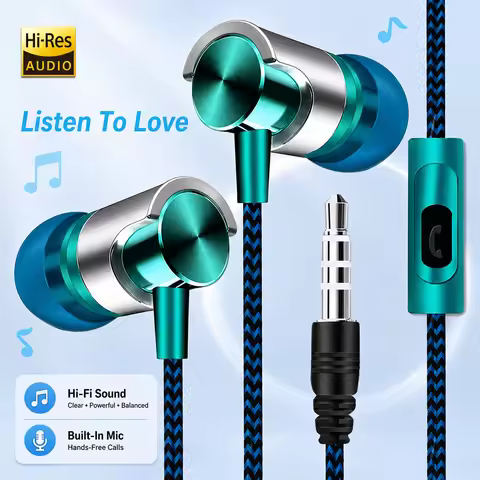 In-Ear Headphones HiFi Bass Portable Phone Audio Accessories For School Office Travel Gym Running Wi