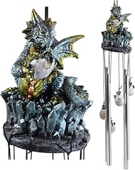 Ebros Gift Medieval Blue Dragon Egg Hatchling Standing On Crystal Rocks Figurine Crown Top Resonant 