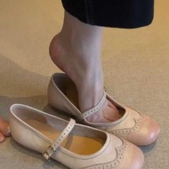 French Classy Square Toe Shoes Women 2025 Spring New Style Retro Flat Strap Mary Jane Shoes Flat Gra