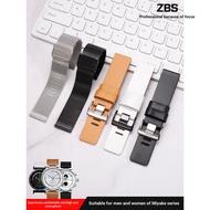 Suitable for Issey Miyake Issey Miyake W Series Men Women Couples Leather Watch Strap Orange 19 22mm