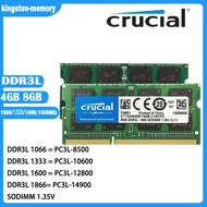 Crucial DDR3 RAM 8GB 4GB DDR3L Notebook Ram 1866Mhz 1600Mhz 1333Mhz 1066Mhz แล็ปท็อป RAM PC3L-14900 