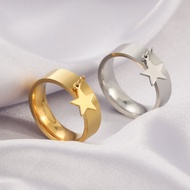 Hot Sale Girls' Jewelry 18K Gold Plating Non-Fading Ornament Five-Pointed Star Pendant Stainless Steel Ring