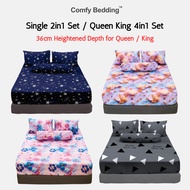 Premium Bed Sheet 4in1 Queen King / 2in1 Single Size Bedding Bedsheet Cadar Set Homestay Murah Getah
