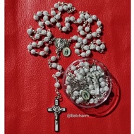 6mm White Rosary, Saint Benedict Center Medal and Saint Benedict Crucifix