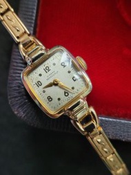 Girard perregaux 芝柏鍍金方形機械錶古董錶復古女錶手表watch