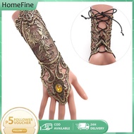 [HF] Gothic Steampunk Lace Cuff Fingerless Glove Arm Warmer Bracelet Black Gold