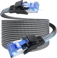 EWIND Anti-Tear Nylon for Cat 8 Ethernet Cable, 50FT Heavy Duty High Speed 40Gbps 26AWG 2000Mhz Inte