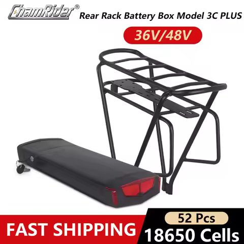 ChamRider Rear Rack RB-3 Ebike Battery Case,Electric Bike Battery Box,Double Layer,Luggage Rack,Reen