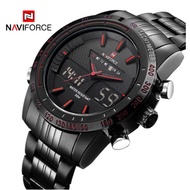 NAVIFORCE 9024 Watches Men Full Steel Quartz Clock Digital LED Watch Army Military Sport watch relogio masculino