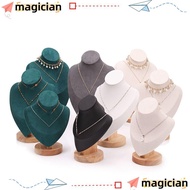 MAGICIAN Jewelry Storage Rack, Show  Necklace Display Rack,  Wooden Suede Display Model Necklace