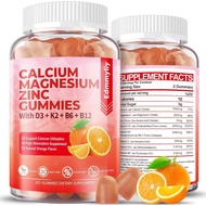 Sugar Free Calcium Magnesium Zinc Supplement Gummies with Vitamin D3 & B12 for Women and Men High Ab