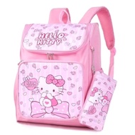 Tas Ransel + Dompet Kecil Anak Perempuan SD Cewek Pink - Ungu - Biru Muda Karakter Hello Kitty - Kur