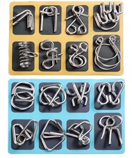 TANCH 16 PCS Type A+B Different Brain Teaser Metal Wire Puzzles IQ Challenge Magic Trick Unlinking &