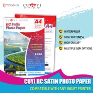 CUYI RC Satin Photo Paper 20 Sheets 200GSM A4 No Back Print Waterproof