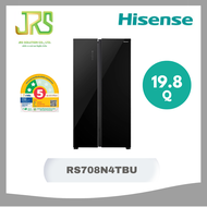 HISENSE ตู้เย็น SIDE BY SIDE HISENSE 19.8 คิว กระจกดำ  RS708N4TBU