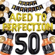 (SG Seller) 50th Birthday Decoration, 50th Birthday Balloon, Decoration Set Decor Kit, Black and Gol