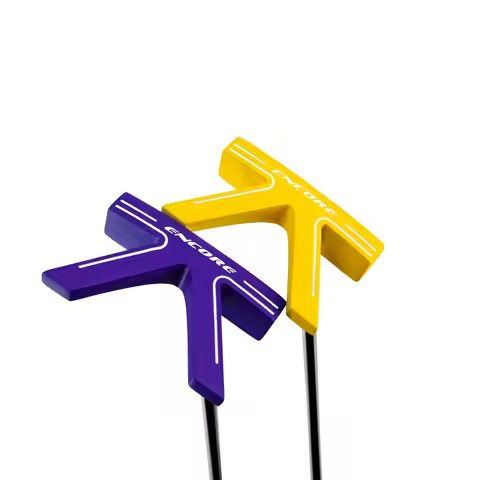 Encore K-Style Putter | 34inch Right-Handed | CNC Milled Face | Yellow & Purple | High MOI Mallet Pu