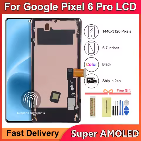 6.7'' Super AMOLED For Google Pixel 6 Pro GLUOG, G8VOU LCD Display Touch Screen Digitizer With Frame