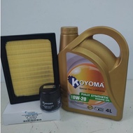 PERODUA ATIVA 1.0 TURBO , PERODUA ALZA NEW 2022year  OIL FILTER + AIR FILTER + KOYOMA 0W20 FULLY SYN