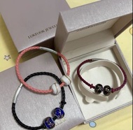 六福珠寶皮質手繩 連琉璃珠 可穿周生生轉運珠手繩Lukfook Jewellery 編織手鍊