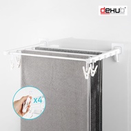 DeHUB Vacuum pad ราวตากผ้า พับได้ ติดผนัง ไม่ต้องเจาะ ราวตากผ้าตะขอแขวน ราวตากผ้าแบบพับ พร้อมตัวหนีบ