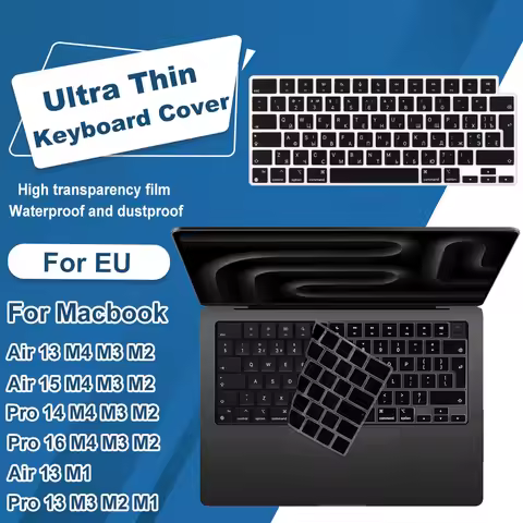 For EU Keyboard Stickers Ultra Thin Protector For MacBook Air13.6" 15" M4 M3 M2, MacBook Pro 14" 16"