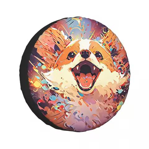 Custom Abstract Corgi Dog Art Spare Tire Cover for Jeep SUV RV 4WD Vehicle 4x4 Wheel Protector Cover